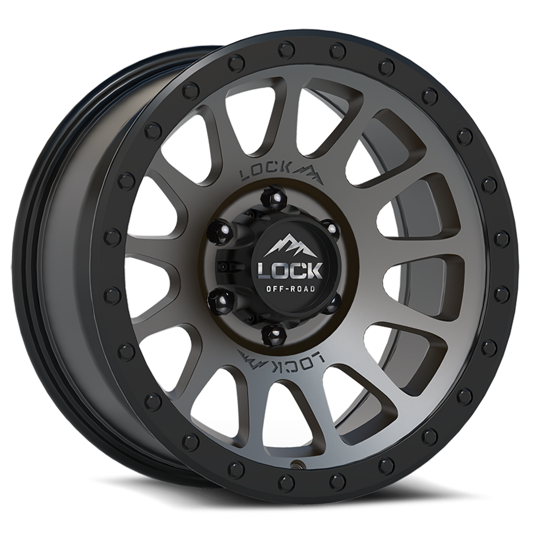 Lock Offroad Yosemite | 17x9 | 6 On 135 | Offset 0 | Matte Grey with Matte Black Ring | SKU YOSEMITE-7963MGMBR