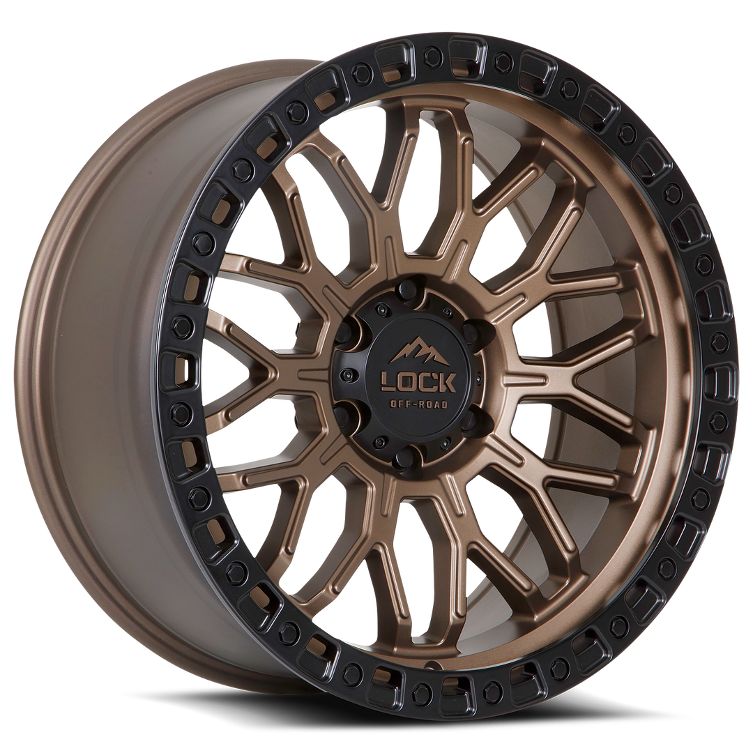 Lock Offroad Combat | 20x9 | 5 On 127 | Offset 0 | Matte Bronze with Matte Black Ring | SKU COMBAT-2957MRMBR