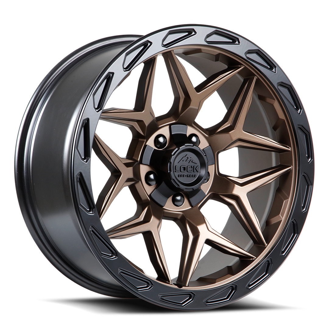 Lock Offroad Matrix | 20x10 | 6 On 135/139.7 | Offset -18 | Matte Bronze with Matte Black Ring | SKU MATRIX-2136MRMBR
