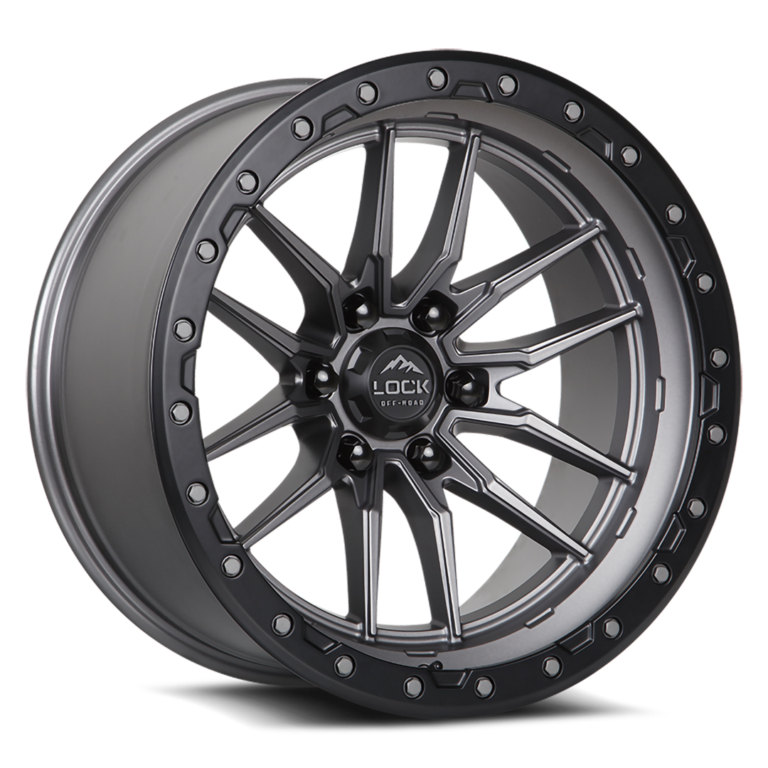 Lock Offroad Krawler | 20x10 | 8 On 180 | Offset -18 | Matte Grey with Matte Black Ring | SKU KRAWLER-2188MGMBR