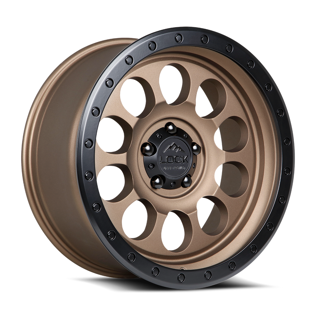 Lock Offroad 50CAL | 20x9 | 6 On 135 | Offset 0 | Matte Desert Bronze with Matte Black Ring | SKU 50CAL-2963MRMBR