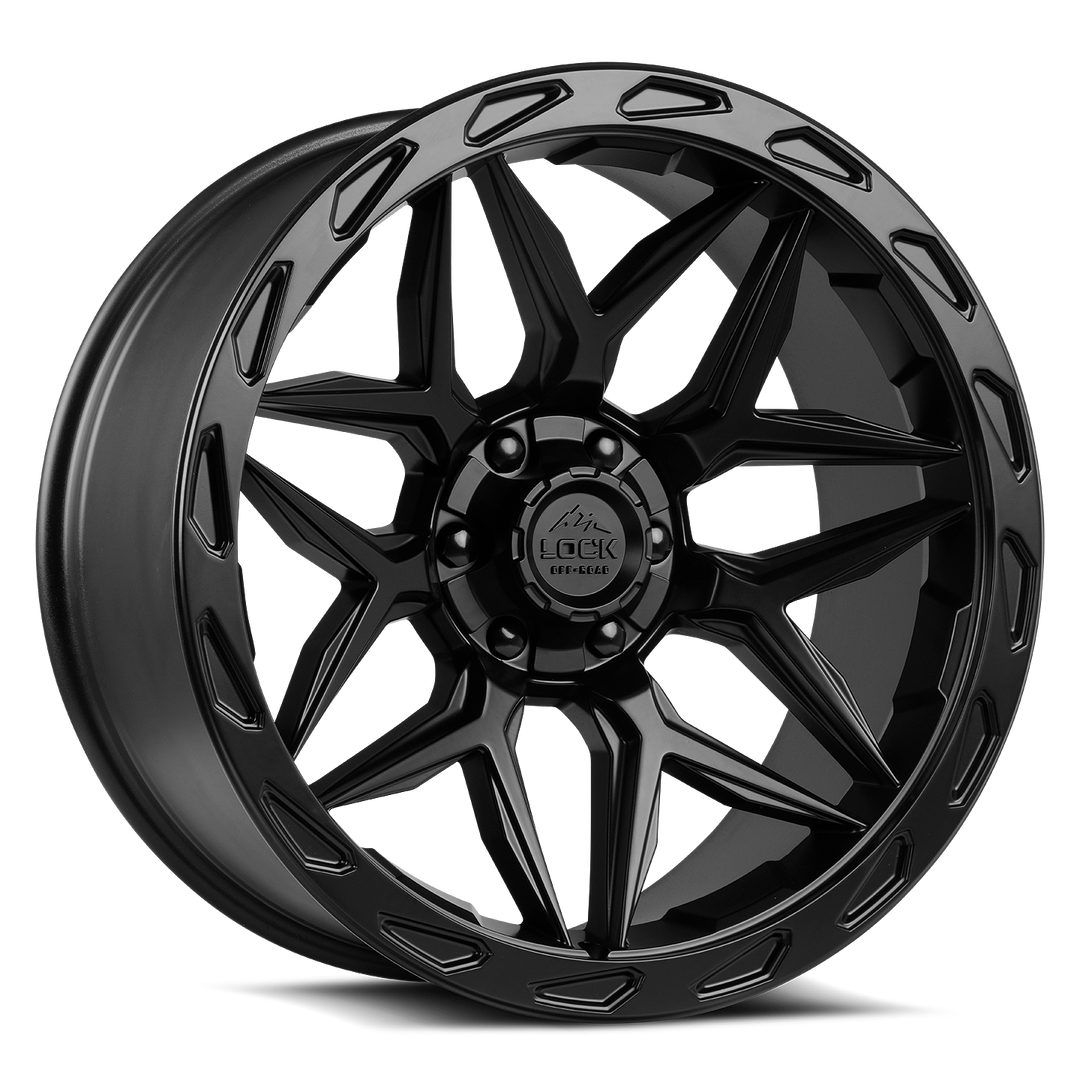 Lock Offroad Matrix | 20x10 | 8 On 180 | Offset -18 | Matte Black with Matte Black Ring | SKU MATRIX-2188MB