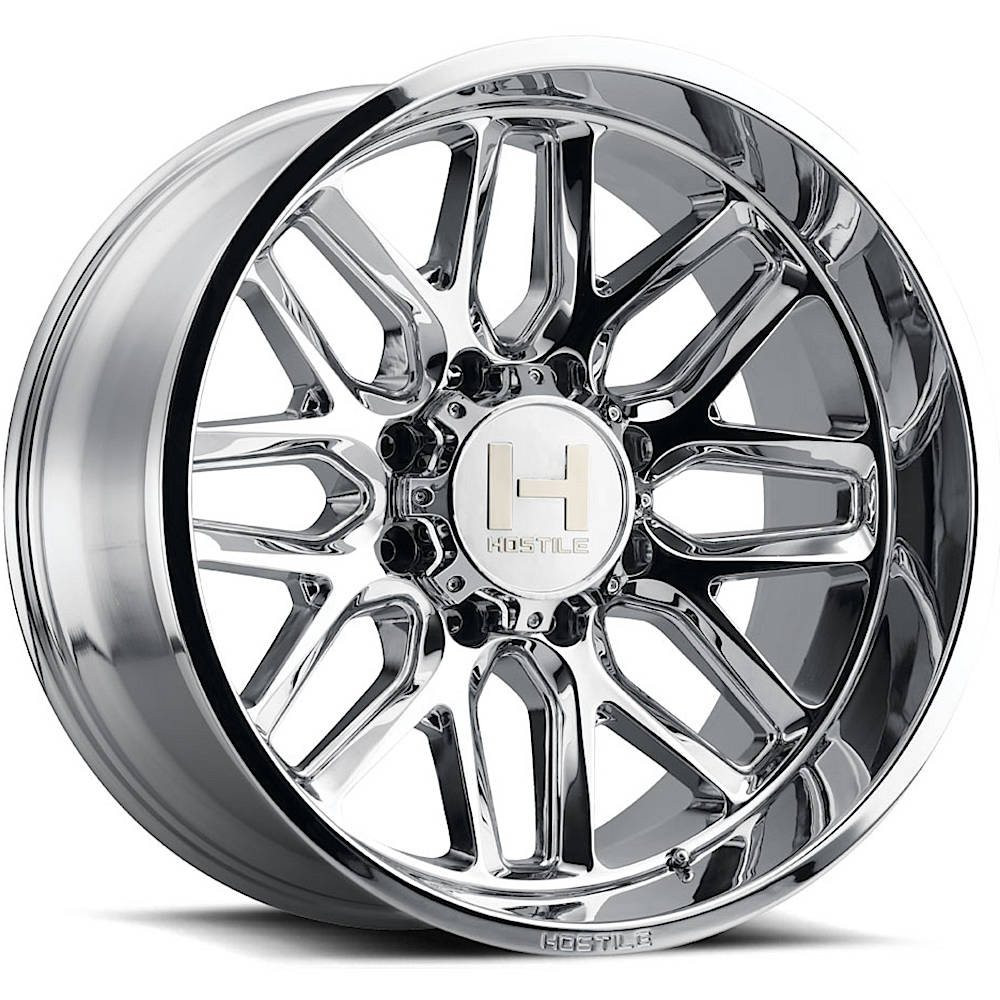 Hostile H120 Vulcan | 24x14 | 8 On 165.1 | Offset -76 | Chrome (Armor Plated) | SKU H120-2414816545C