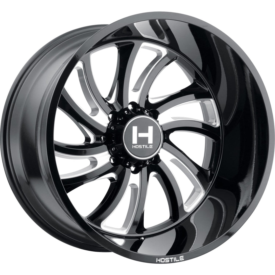 Hostile H118 Demon | 24x14 | 8 On 170 | Offset -76 | Gloss Black with Mill Cut Details | SKU H118-2414817045B