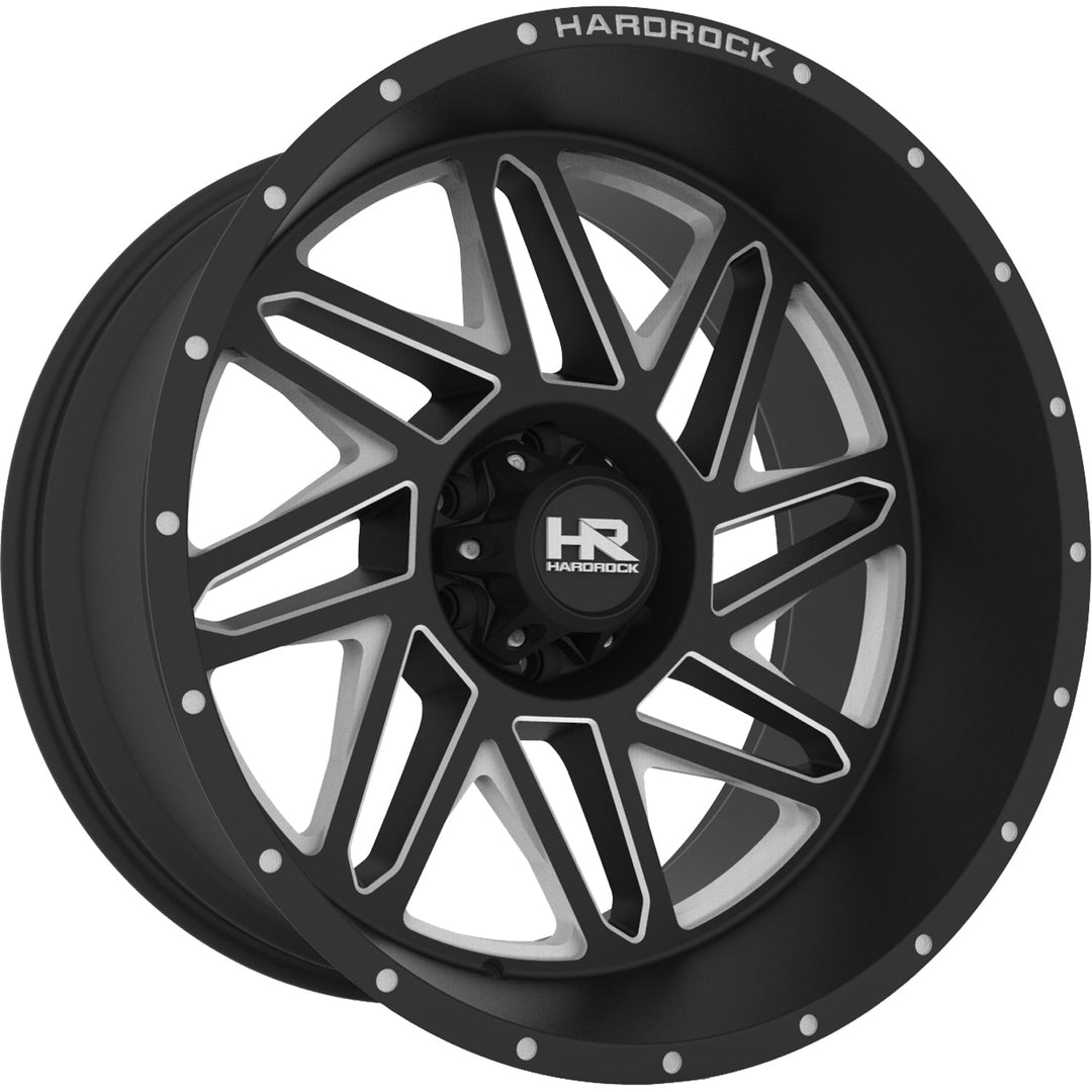 Hardrock Offroad H501 Bones Xposed | 24x14 | 6 On 135 | Offset -76 | Gloss Black with CNC Machined Detailing | SKU H501-241436176BM