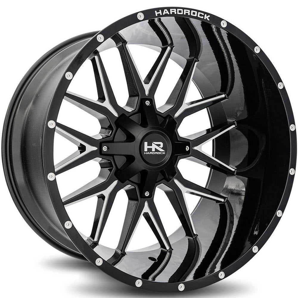 Hardrock Offroad H700 Affliction | 24x14 | 8 On 170 | Offset -76 | Gloss Black with CNC Machined Detailing | SKU H700-241470176GBM