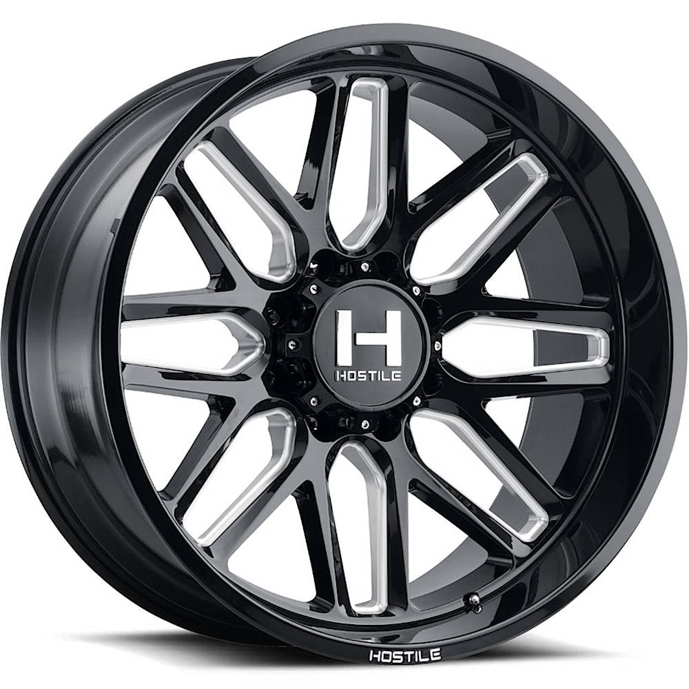 Hostile H120 Vulcan | 22x12 | 6 On 135 | Offset -44 | Gloss Black with Mill Cut Details | SKU H120-2212613547B