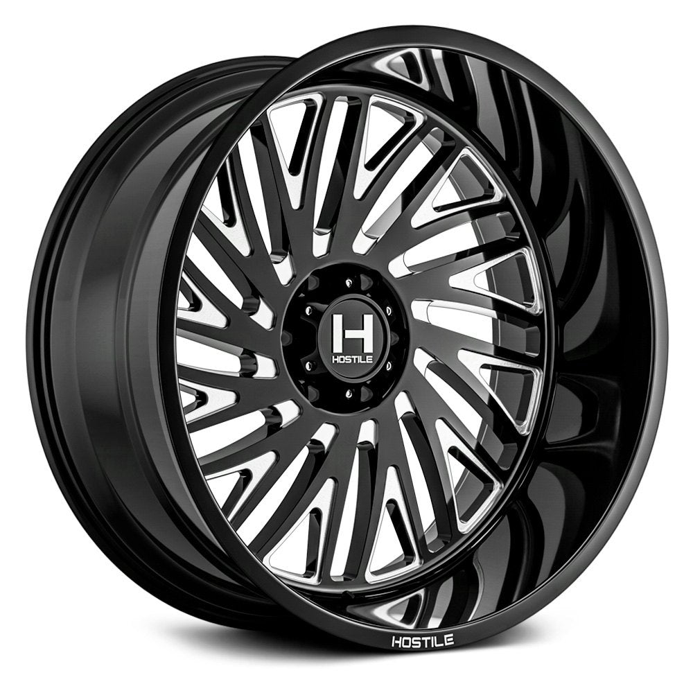 Hostile H131 Syclone | 22x12 | 8 On 165.1 | Offset -44 | Gloss Black with Mill Cut Details | SKU H131-2212816547B