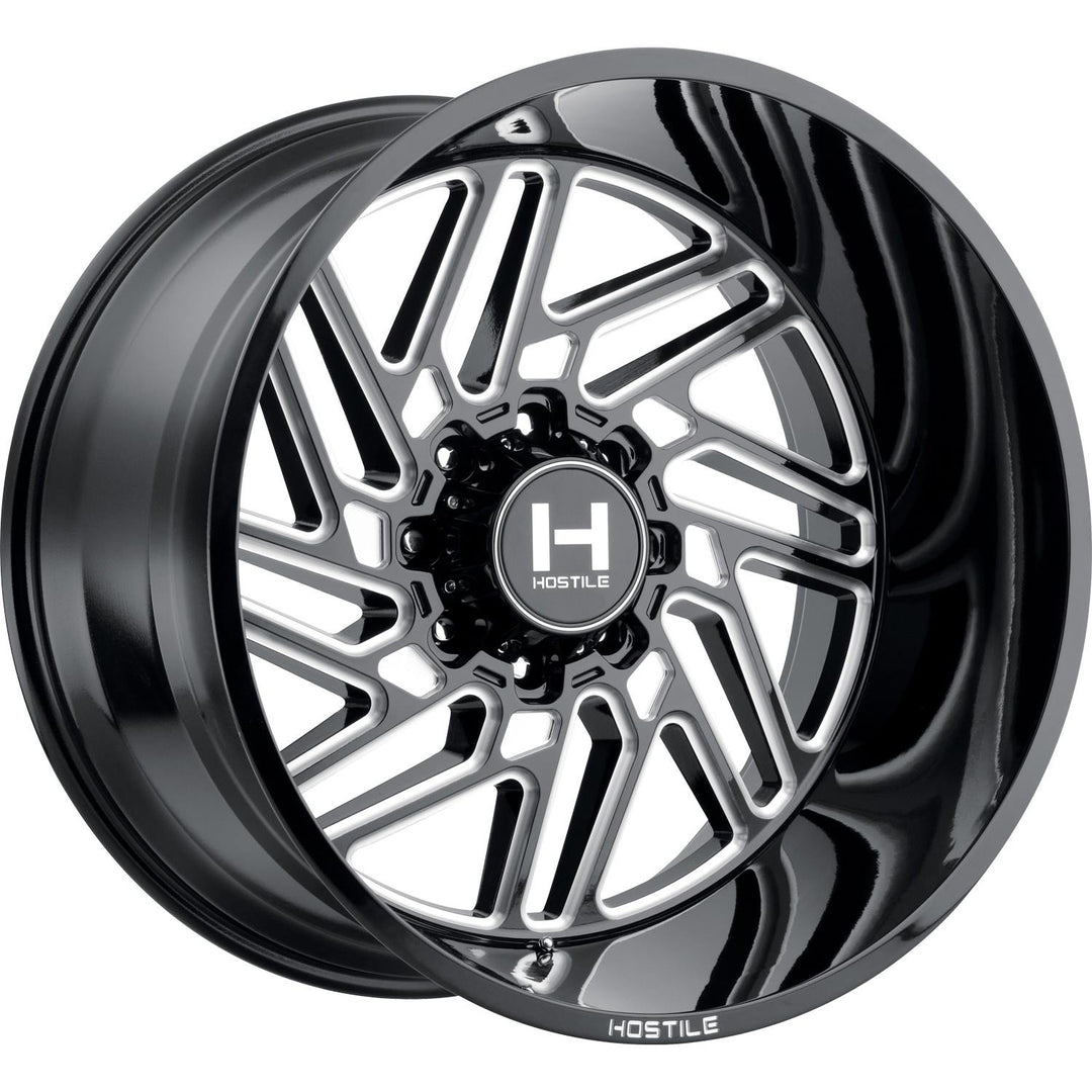 Hostile H116 Jigsaw | 22x12 | 8 On 180 | Offset -44 | Gloss Black with Mill Cut Details | SKU H116-2212818047B