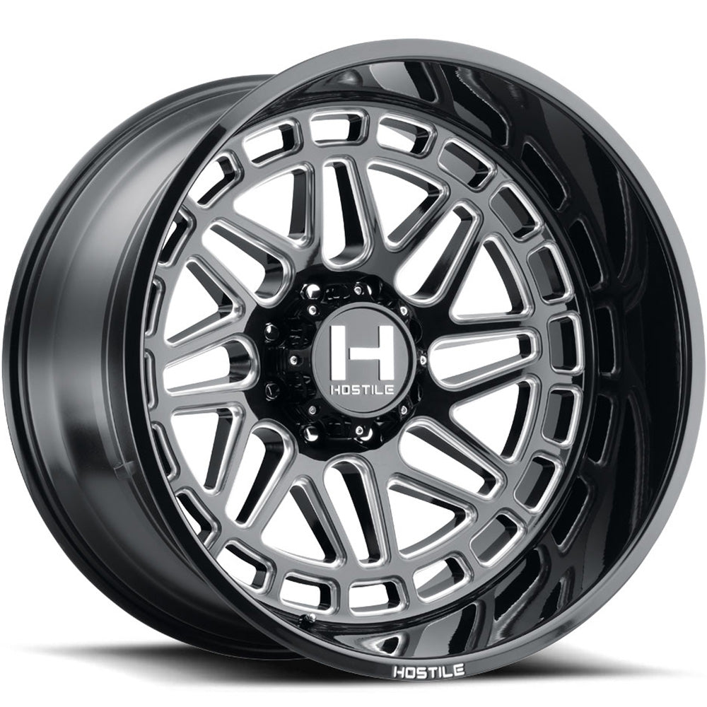 Hostile H122 Reaper | 22x10 | 6 On 135 | Offset -25 | Gloss Black with Milled Spokes | SKU H122-2210613545B