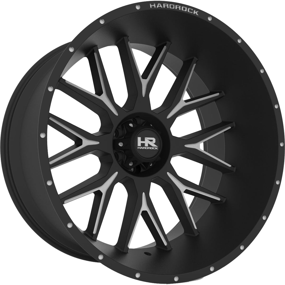 Hardrock Offroad H500 Affliction Xposed | 22x12 | 6 On 135 | Offset -44 | Gloss Black with CNC Machined Detailing | SKU H500-221236144BM