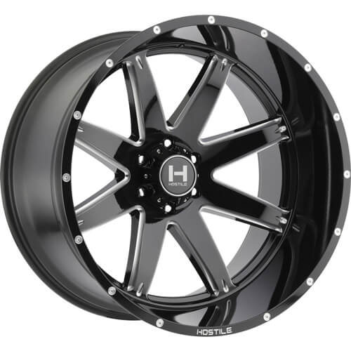 Hostile H109 Alpha | 20x12 | 6 On 139.7 | Offset -44 | Gloss Black with Mill Cut Details | SKU H109-2012655047B