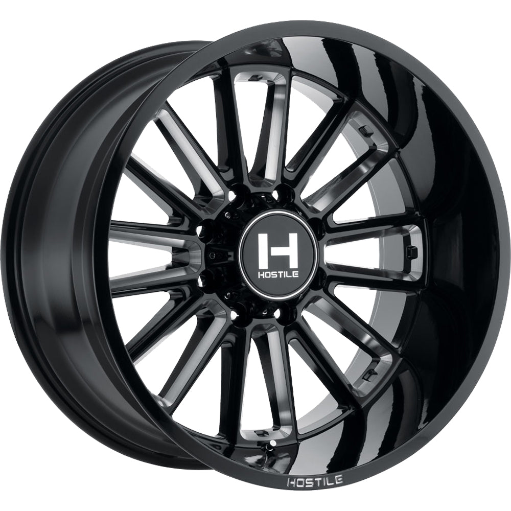 Hostile H115 Predator | 20x12 | 8 On 180 | Offset -44 | Gloss Black with Mill Cut Details | SKU H115-2012818047B