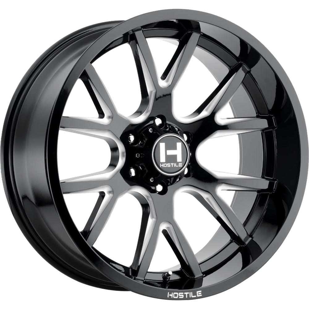 Hostile H113 Rage | 20x12 | 6 On 135 | Offset -44 | Gloss Black with Mill Cut Details | SKU H113-2012613547B