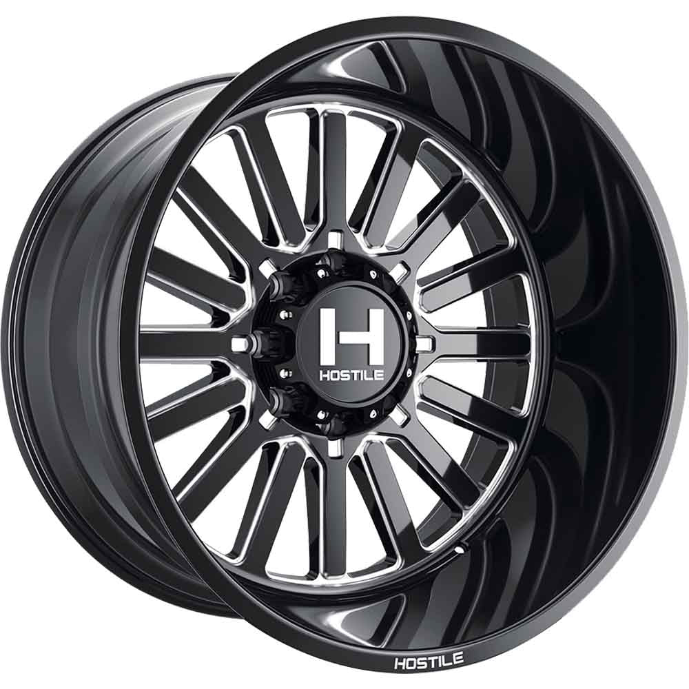 Hostile H127 Titan | 20x12 | 8 On 165.1 | Offset -44 | Gloss Black with Mill Cut Details | SKU H127-2012816547B