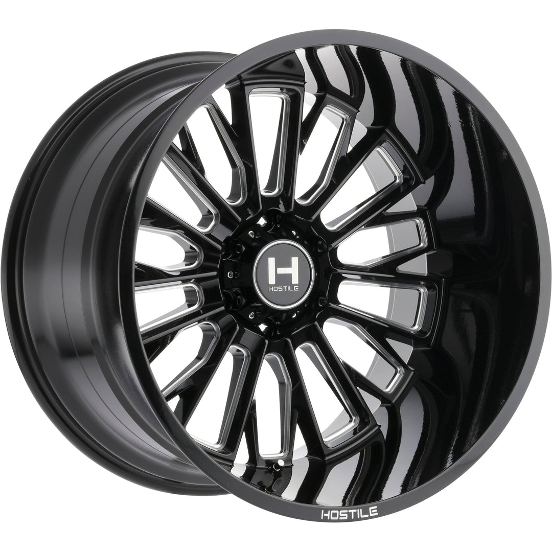 Hostile H114 Fury | 20x12 | 8 On 165.1 | Offset -44 | Gloss Black with Mill Cut Details | SKU H114-2012816547B