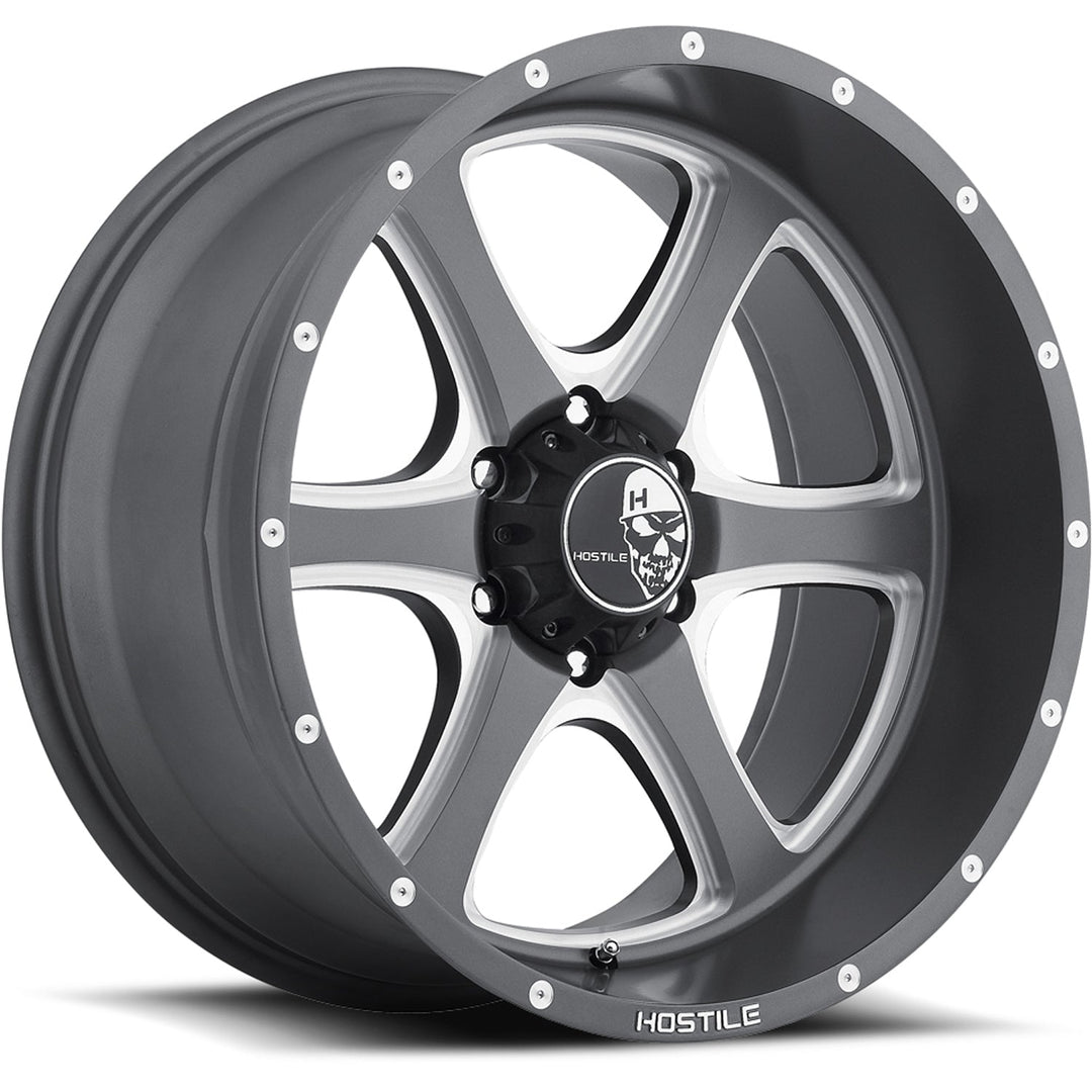Hostile Exile | 20x12 | 6 On 135 | Offset -44 | Anthracite Gray With Milled Spokes | SKU H105-2012613547G
