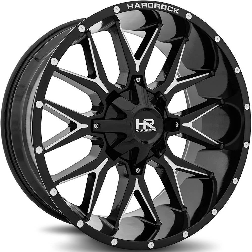 Hardrock Offroad H700 Affliction | 22x10 | 8 On 170 | Offset -19 | Gloss Black with CNC Machined Detailing | SKU H700-221070119GBM