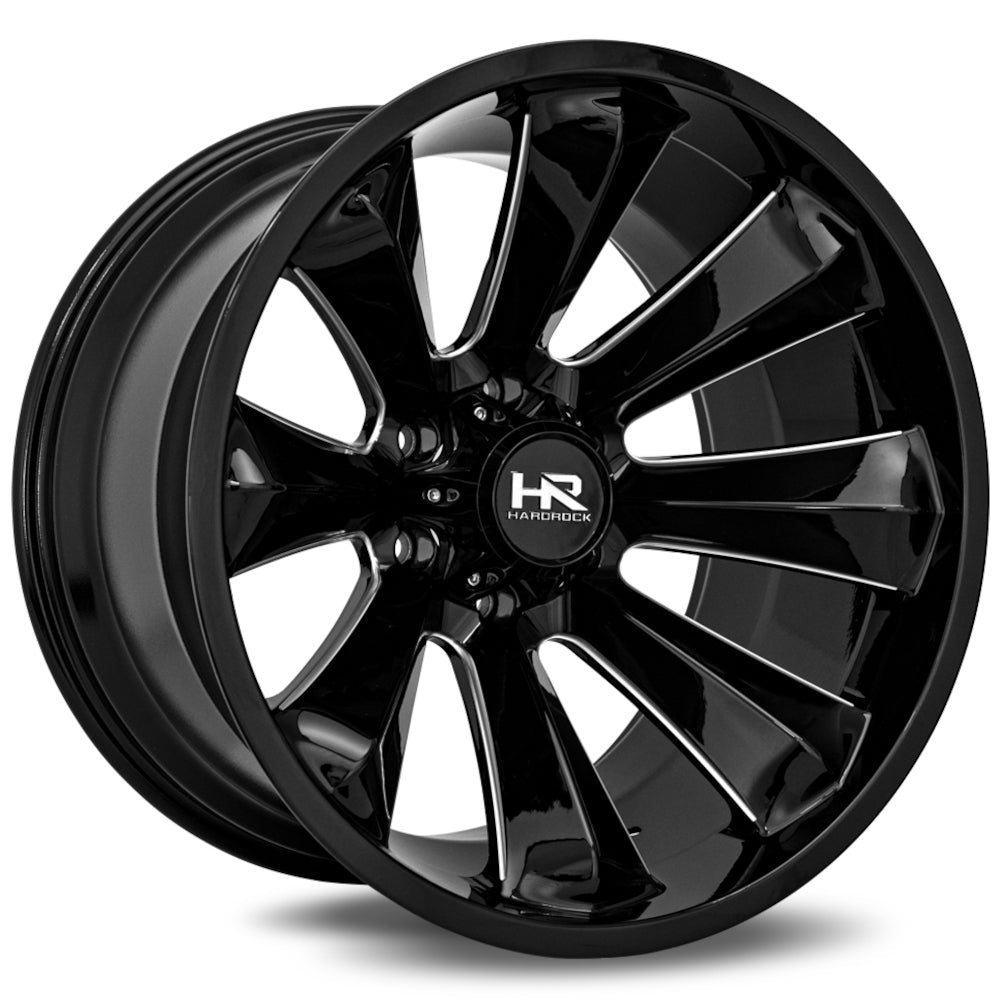 Hardrock Offroad H506 Xplosive Xposed | 20x12 | 6 On 139.7 | Offset -44 | Gloss Black with CNC Machined Detailing | SKU H506-201283144BM