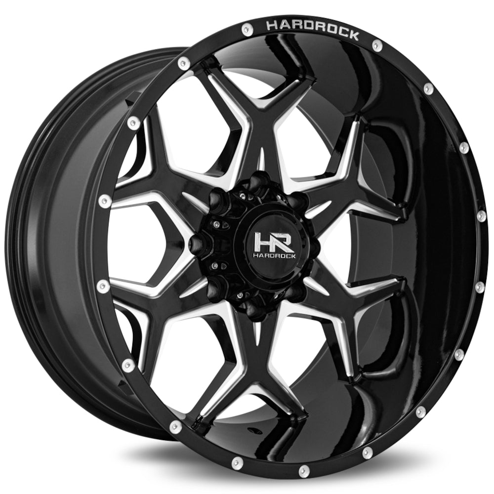 Hardrock Offroad Reckless Xposed | 20x12 | 6 On 135 | Offset -44 | Gloss Black with Milled Spokes | SKU H507-201236144BM
