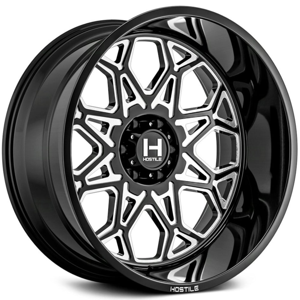 Hostile H132 Anvil | 20x10 | 8 On 165.1 | Offset -19 | Gloss Black with Mill Cut Details | SKU H132-2010816547B