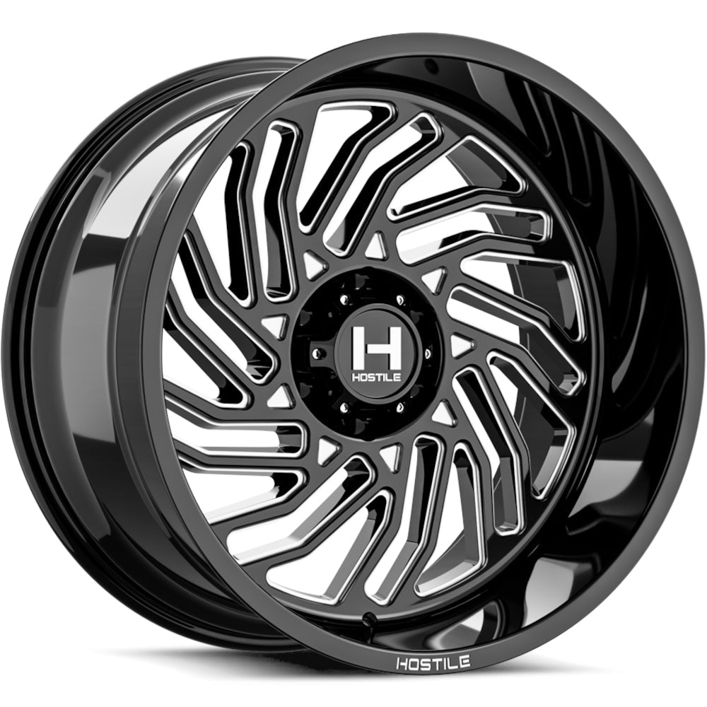 Hostile H140 Twister | 20x10 | 6 On 135 | Offset -19 | Gloss Black with Milled Spokes | SKU H140-2010613547B