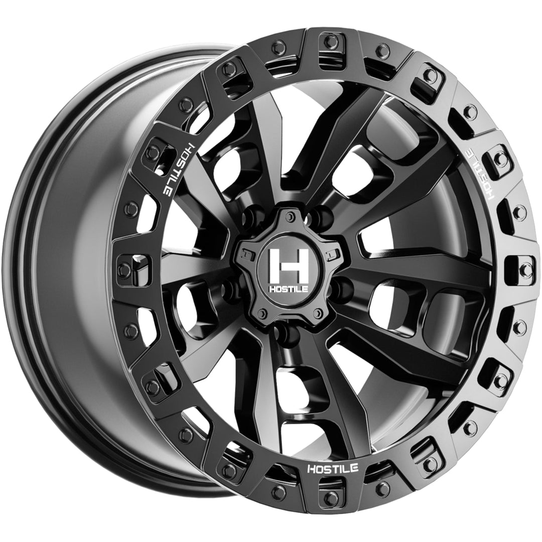 Hostile H130 Crandon-8 | 17x9 | 5 On 127 | Offset 0 | Satin Black with Simulated Beadlock | SKU H130-1790512750A