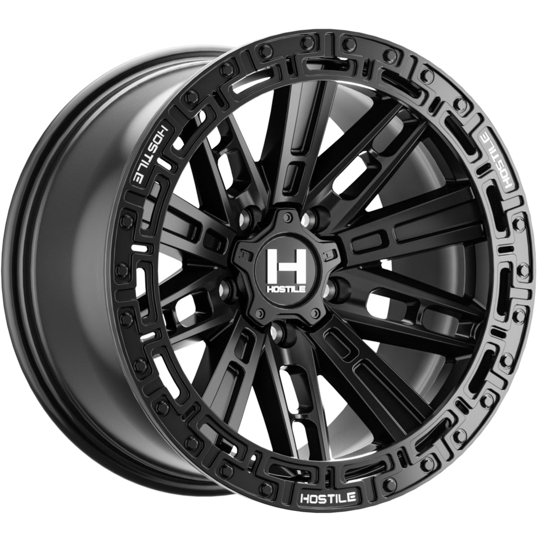 Hostile H129 Mojave-8 | 17x9 | 5 On 127 | Offset 0 | Satin Black with Simulated Beadlock | SKU H129-1790512750A