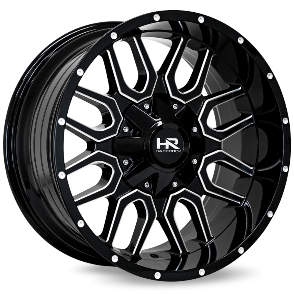 Hardrock Offroad H709 Commander | 20x12 | 6 On 135/139.7 | Offset -51 | Gloss Black with CNC Machined Detailing | SKU H709-201237151GBM