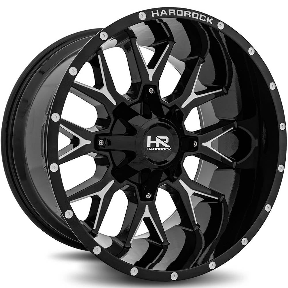 Hardrock Offroad H700 Affliction | 20x12 | 8 On 170 | Offset -44 | Gloss Black with CNC Machined Detailing | SKU H700-201270144GBM
