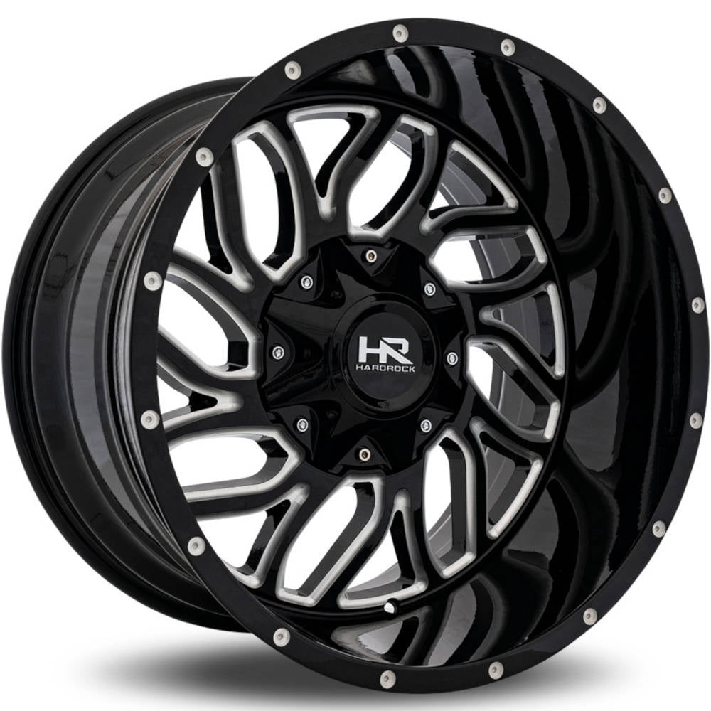 Hardrock Offroad H707 Destroyer | 20x10 | 6 On 135/139.7 | Offset -19 | Gloss Black with CNC Machined Detailing | SKU H707-201037119GBM