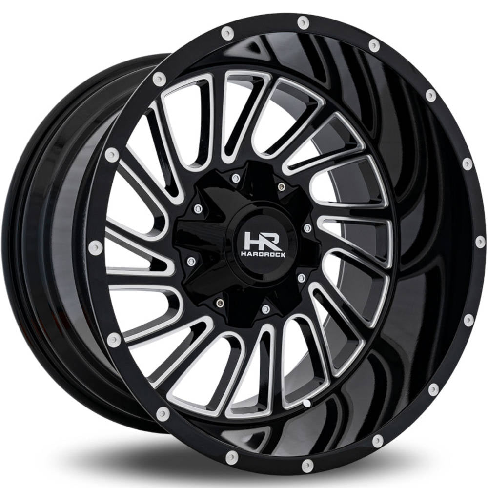 Hardrock Offroad H708 Overdrive | 20x10 | 5 On 127/139.7 | Offset -19 | Gloss Black with CNC Machined Detailing | SKU H708-201052119GBM