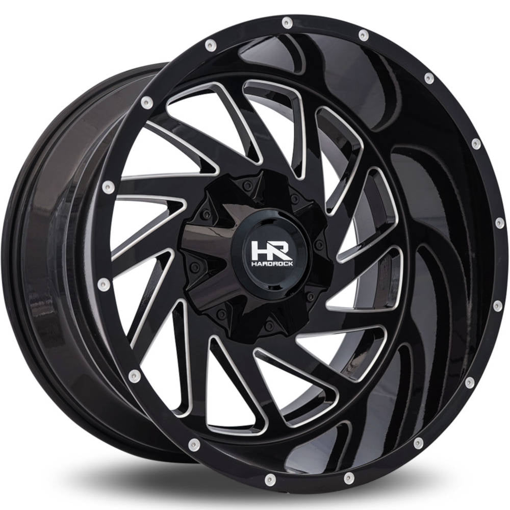 Hardrock Offroad Crusher | 20x9 | 5 On 139.7/150 | Offset 0 | Gloss Black with Milled Spokes | SKU H704-209097000GBM