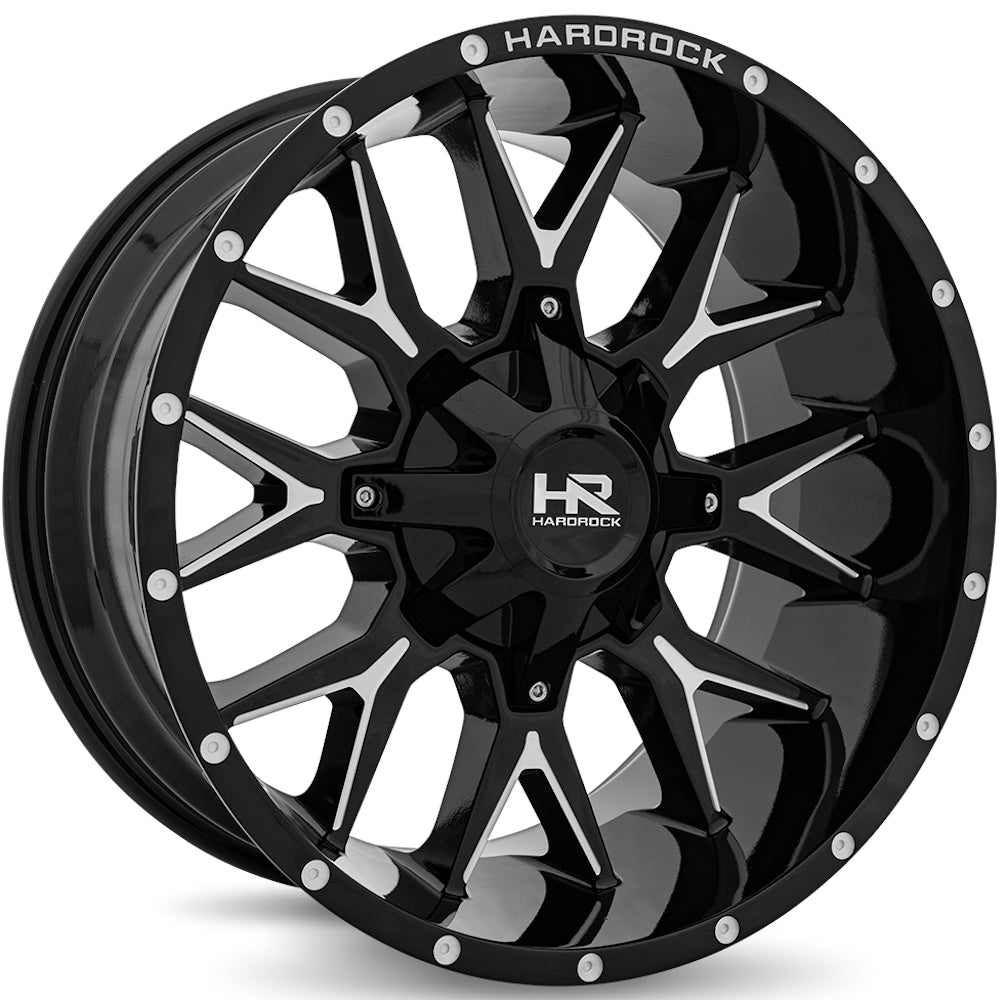Hardrock Offroad H700 Affliction | 20x9 | 6 On 120/139.7 | Offset 0 | Gloss Black with CNC Machined Detailing | SKU H700-209094000GBM