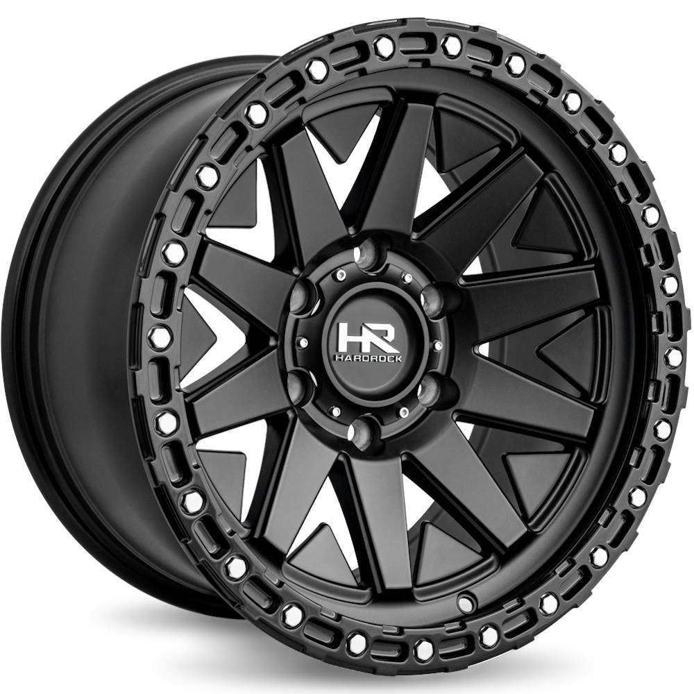 Hardrock Offroad H106 | 17x9 | 5 On 127 | Offset -12 | Matte Black with Simulated Beadlock | SKU H106-179073112BB