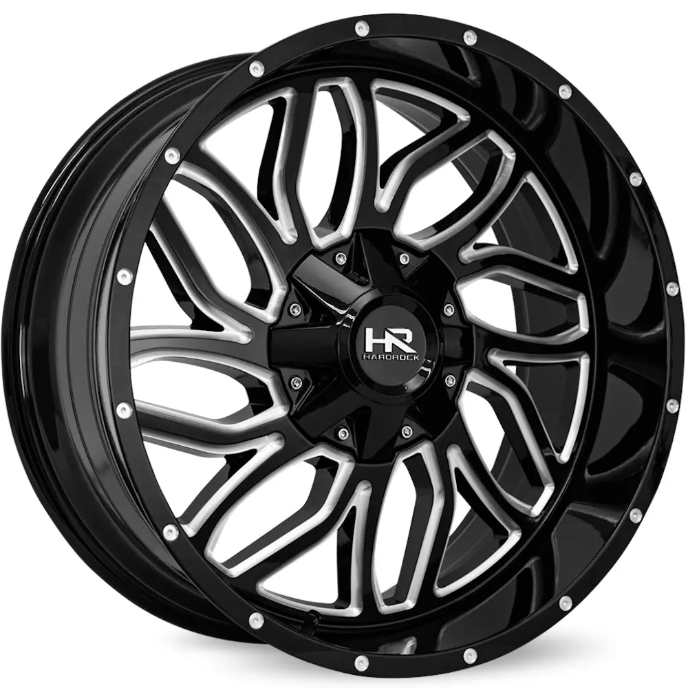 Hardrock Offroad Destroyer | 20x9 | 6 On 135/139.7 | Offset 0 | Gloss Black with Milled Spokes | SKU H707-209037000GBM
