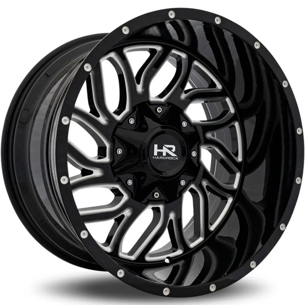 Hardrock Offroad H707 Destroyer | 22x10 | 8 On 165.1 | Offset -25 | Gloss Black with CNC Machined Detailing | SKU H707-221081125GBM
