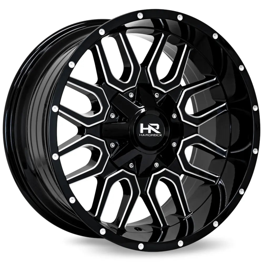 Hardrock Offroad H709 Commander | 22x10 | 8 On 165.1 | Offset -25 | Gloss Black with CNC Machined Detailing | SKU H709-221081125GBM