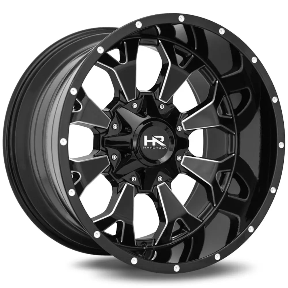 Hardrock Offroad H711 Devastator | 22x10 | 5 On 127/139.7 | Offset -25 | Gloss Black with CNC Machined Detailing | SKU H711-221052125GBM