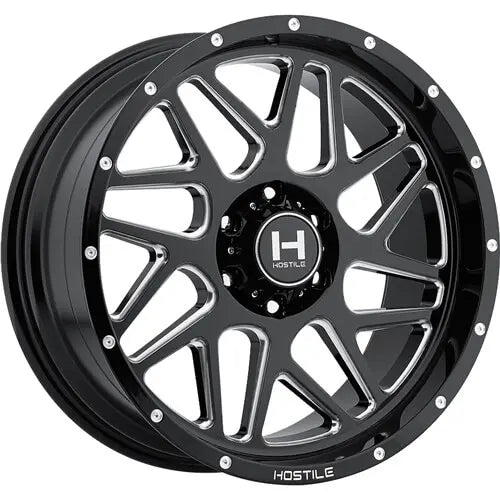 Hostile H108 Sprocket | 20x10 | 6 On 139.7 | Offset -19 | Gloss Black with Mill Cut Details | SKU H108-2010655047B