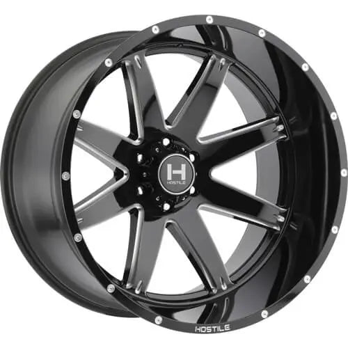 Hostile H109 Alpha | 20x10 | 6 On 135 | Offset -19 | Gloss Black with Mill Cut Details | SKU H109-2010613547B