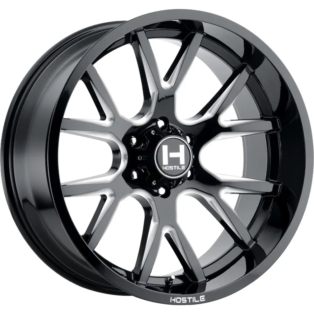 Hostile H113 Rage | 22x10 | 6 On 139.7 | Offset -25 | Black with Milled (Blade Cut) Spokes | SKU H113-2210655045B