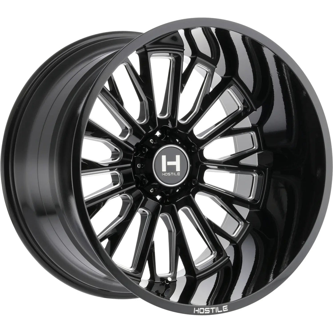 Hostile H114 Fury | 22x12 | 6 On 135 | Offset -44 | Gloss Black with Mill Cut Details | SKU H114-2212613547B