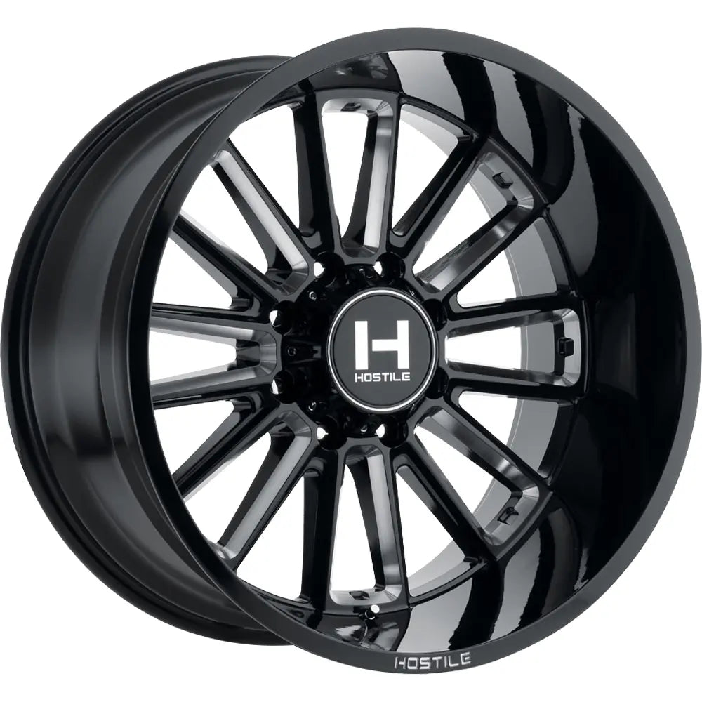 Hostile H115 Predator | 22x12 | 8 On 170 | Offset -44 | Gloss Black with Mill Cut Details | SKU H115-2212817047B