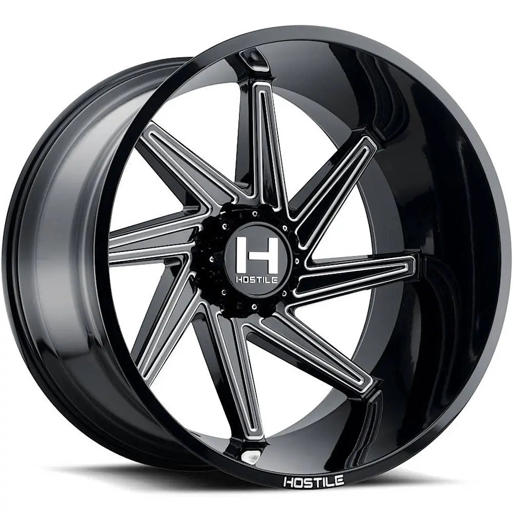Hostile H119 Dagr | 22x12 | 8 On 165.1 | Offset -44 | Gloss Black with Mill Cut Details | SKU H119-2212816547B-R