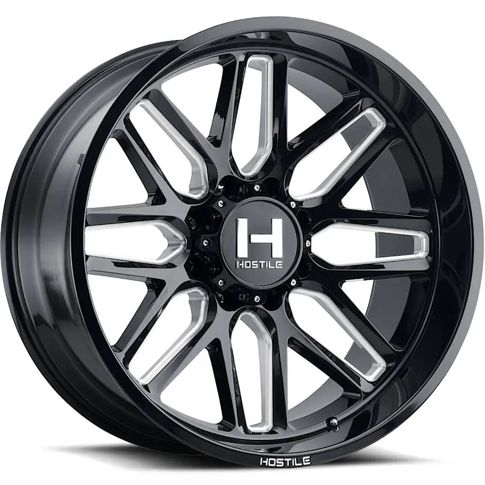 Hostile H120 Vulcan | 22x10 | 8 On 180 | Offset -25 | Gloss Black with Mill Cut Details | SKU H120-2210818045B