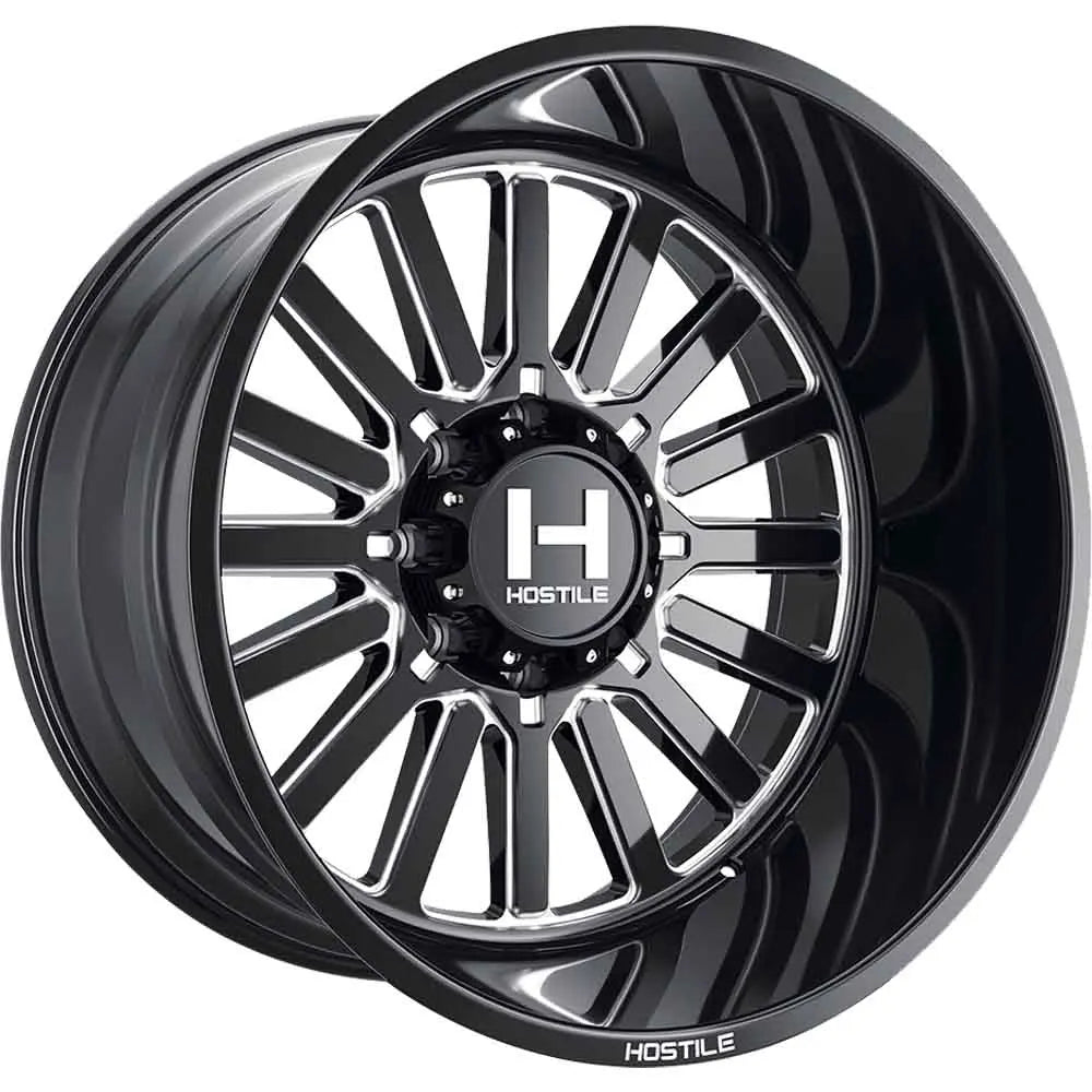Hostile H127 Titan | 22x12 | 8 On 165.1 | Offset -44 | Gloss Black with Mill Cut Details | SKU H127-2212816547B