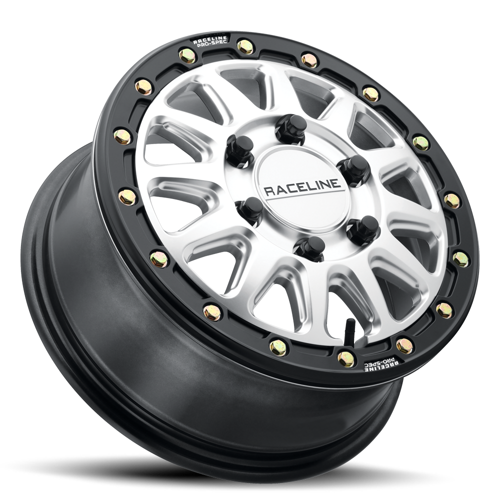 Raceline Alpha Beadlock UTV A14SB 17x7 5 on 114.3 +25 Offset Hyper Silver Black Beadlock Ring
