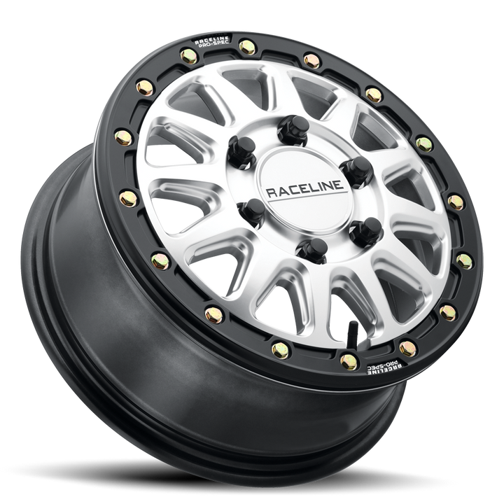 Raceline Alpha Beadlock UTV A14SB 17x7 5 on 114.3 +25 Offset Hyper Silver Black Beadlock Ring