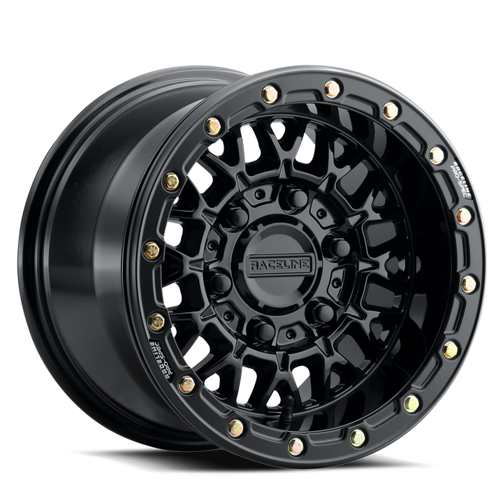 Raceline Omega Beadlock UTV A15GB 15x10 4 on 137 +10 Offset Gloss Black Gloss Black Beadlock Ring